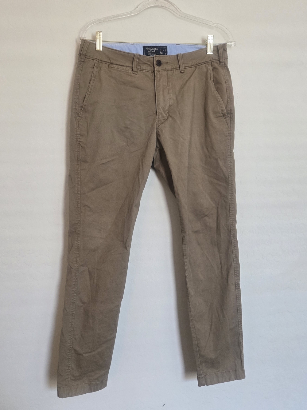 Abercrombie & Fitch Men's Super Skinny Stretch Chino Pants Khaki Tan 31x30